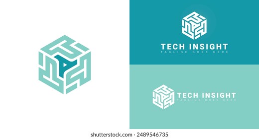 Abstract initial hexagon letter TI or IT logo in blue color isolated on multiple background colors. The logo is suitable for internet and technology business logo design inspiration templates.