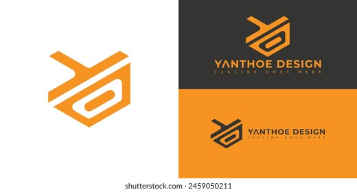 Abstract initial hexagon letter YD or DY logo in orange color isolated on multiple background colors. The logo is suitable for interior design services and icon logo design inspiration templates.