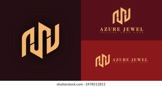Abstract initial hexagon letters AJ or JA logo in luxury gold color isolated on multiple background colors. The logo is suitable for luxury lifestyle brand logo design illustration inspiration