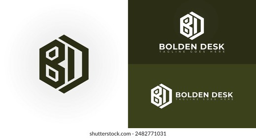 Abstrakte Anfangssechseckbuchstaben BD oder DB-Logo in grüner Farbe isoliert auf mehreren Hintergrundfarben. Das Logo eignet sich für Immobilien und Immobilien Firmenlogo Vektorgrafik Design Illustration