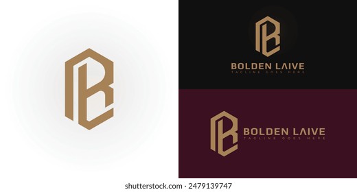 Abstract initial hexagon letters BL or LB logo in gold color isolated on multiple background colors. The logo is suitable for luxury fashion brand logo design illustration inspiration templates