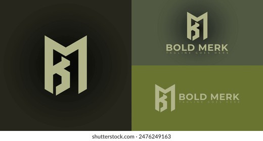 Abstract initial hexagon letters BM or MB logo in soft green color isolated on multiple background colors. The logo is suitable for adventure brand logo design illustration inspiration template