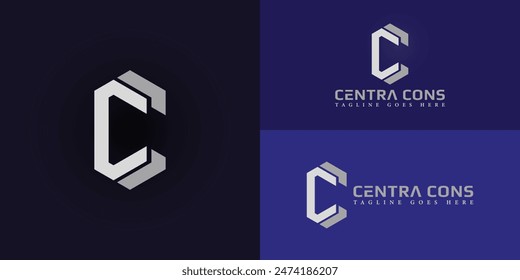 Abstract initial hexagon letters C or CC logo in silver white color isolated on multiple background colors. The logo is suitable for financial consulting company logo design illustration