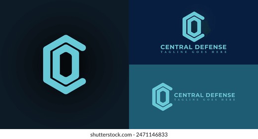 Abstract initial hexagon letters CD or DC logo in blue color isolated on multiple background colors. The logo is suitable for business and technology company logo design inspiration templates.