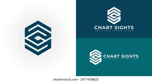 Abstract initial hexagon letters CS or SC logo in deep blue color isolated on multiple background colors. The logo is suitable for data analytic company logo design illustration inspiration