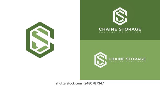 Abstract initial hexagon letters CS or SC logo in green color isolated on multiple background colors. The logo is suitable for storage company logo vector design illustration inspiration templates.
