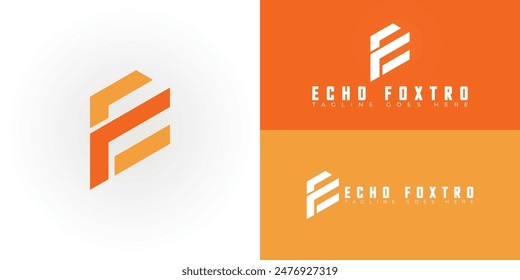 Abstract initial hexagon letters EF or FE logo in orange color isolated on multiple background colors. The logo is suitable for construction company logo design illustration inspiration