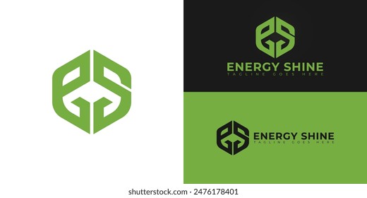 Abstract initial hexagon letters ES or SE logo in green color isolated on multiple background colors. The logo is suitable for shipment and logistic logo design illustration inspiration