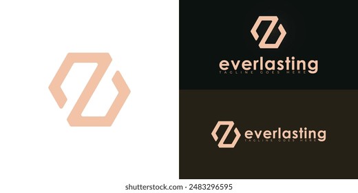 Letras hexagonales iniciales Abstractas logotipo EZ o ZE en color dorado aislado en múltiples colores de fondo. El logotipo es adecuado para las Plantillas de inspiración de la ilustración del diseño del Vector del logotipo de Spa y Esthetics.