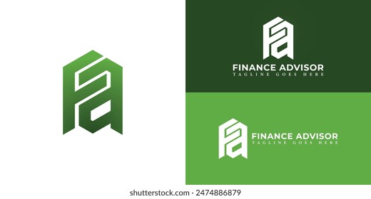 Abstract initial hexagon letters FA or AF logo in gradient green color isolated on multiple background colors. The logo is suitable for finance and accounting company logo design illustration