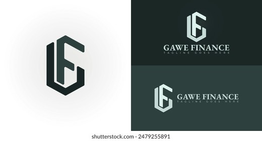 Abstract initial hexagon letters GF or FG logo in green color isolated on multiple background colors. The logo is suitable for accounting and financial company logo design illustration
