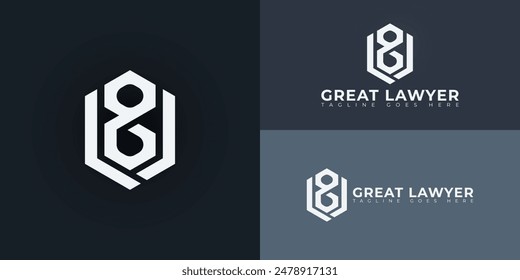 Abstract initial hexagon letters GL or LG logo in white color isolated on multiple background colors. The logo is suitable for business and consulting logo design illustration inspiration