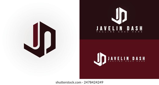 Abstrakte Anfangsbuchstaben JD oder DJ-Logo in tiefroter Farbe isoliert auf mehreren Hintergrundfarben. Das Logo eignet sich für sportliche brande Logo Vektorgrafik Design Illustration Inspiration Vorlagen.