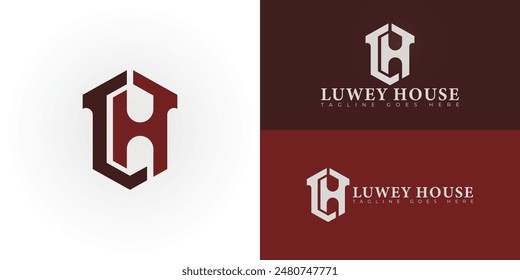 Abstract initial hexagon letters LH or HL logo in red color isolated on multiple background colors. The logo is suitable for furniture manufacture house logo vector design illustration inspiration