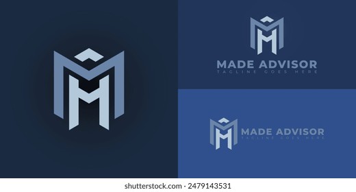 Abstrakte Anfangshexagonalen MA- oder AM-Logo in blauer Farbe isoliert auf mehreren Hintergrundfarben. Das Logo ist geeignet für Business und Beratung Home Logo Vektorgrafik Design Illustration Inspiration