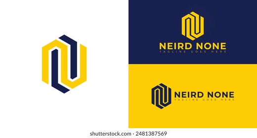 Abstract initial hexagon letters N or NN logo in yellow color isolated on multiple background colors. The logo is suitable for property and construction company logo vector design illustration