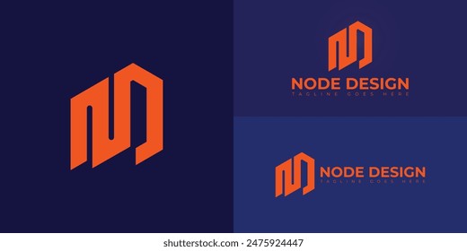 Abstract initial hexagon letters ND or DN logo in orange color isolated on multiple background colors. The logo is suitable for property business company logo design illustration inspiration