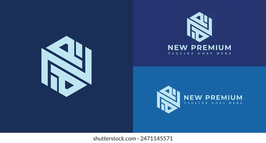 Abstract initial hexagon letters NP or PN logo in soft blue color isolated on multiple background colors. The logo is suitable for accounting and financial company logo vector design inspiration.