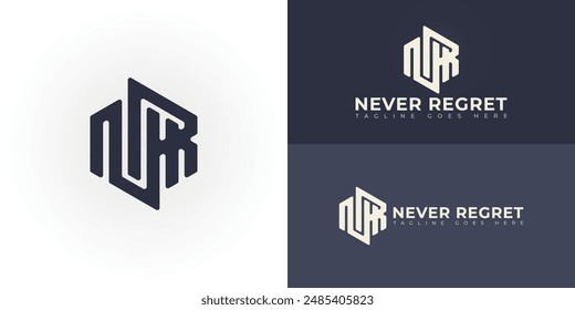 Abstract initial hexagon letters NR or RN logo in black color isolated on multiple background colors. The logo is suitable for marketing agency business logo vector design illustration inspiration