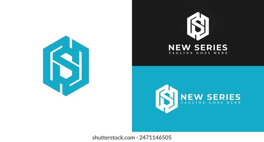 Abstract initial hexagon letters NS or SN logo in blue color isolated on multiple background colors. The logo is suitable for personal brand logo design inspiration templates.