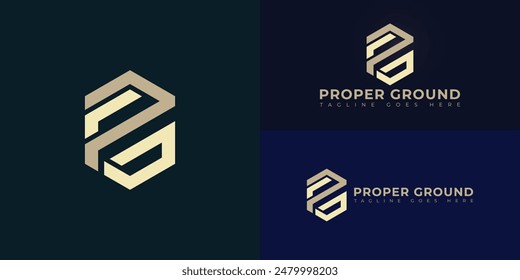 Abstract initial hexagon letters PG or GP logo in gold color isolated on multiple background colors. The logo is suitable for real estate company logo vector design illustration inspiration templates.