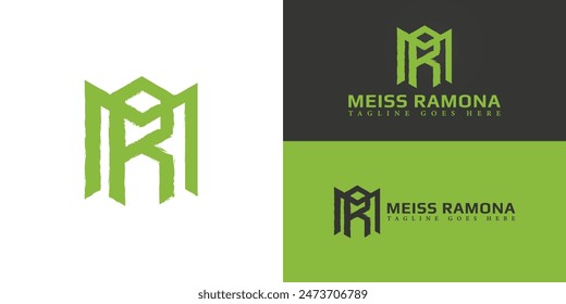 Abstract initial hexagon letters RM or MR logo in green color isolated on multiple background colors. The logo is suitable for a personal coach or therapist logo design illustration inspiration