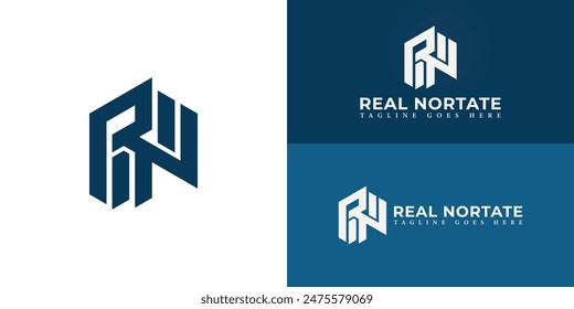 Letras hexagonales iniciales Abstractas RN o RN logo en color azul aislado en múltiples colores de fondo. El logotipo es adecuado para Plantillas de inspiración de ilustración de diseño de Vector de logotipo de negocios inmobiliarios