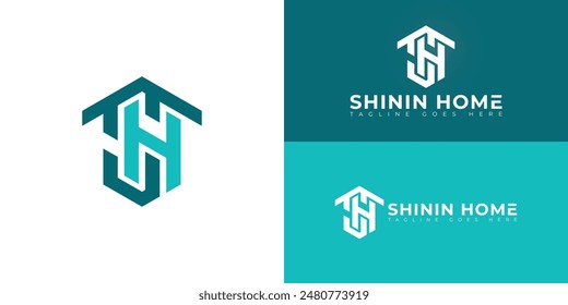 Abstract initial hexagon letters SH or HS logo in blue color isolated on multiple background colors. The logo is suitable for electricity construction logo vector design illustration inspiration