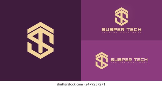 Abstract initial hexagon letters ST or TS logo in gold color isolated on multiple background colors. The logo is suitable for internet and technology logo design illustration inspiration