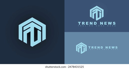 Letras hexagonales iniciales Abstractas logotipo TN o NT en color azul aislado en múltiples colores de fondo. El logotipo es adecuado para Plantillas de inspiración de ilustración de diseño de Vector de logotipo de red de noticias.
