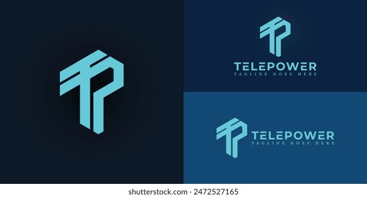 Abstract initial hexagon letters TP or PT logo in blue color isolated on multiple background colors. The logo is suitable for internet and communications company logo design illustration