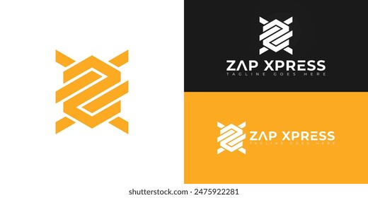 Abstract initial hexagon letters XZ or ZX logo in orange color isolated on multiple background colors. The logo is suitable for sales recruitment logo design illustration inspiration templates.