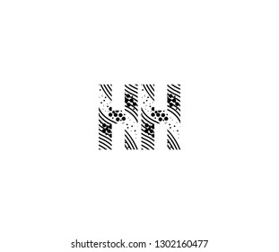 Abstract Initial HH Letter with Wavy Dots Pattern Vector Logo