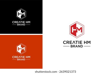 Abstract initial HM  Letter Logo with Simple Geometric Style for Business Branding Design Icon Vector Suitable for Technology Finance Construction and Property Company