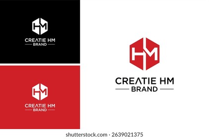 Abstract initial HM  Letter Logo with Simple Geometric Style for Business Branding Design Icon Vector Suitable for Technology Finance Construction and Property Company