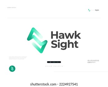 Abstract Initial HS or SH Logo Design in White and Green Blend Gradient. Creative Letter H Logo or Icon for Business and Technology Brand Identity