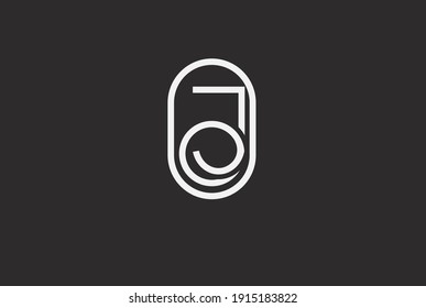 Abstract Initial J and O Logo,  Line Monogram oval style, usable for brand, card and company, logo design template element,vector illustration