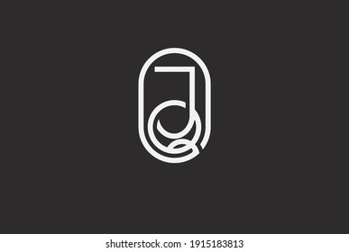 Abstract Initial J and Q Logo,  Line Monogram oval style, usable for brand, card and company, logo design template element,vector illustration