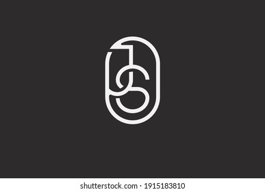 Abstract Initial J and S Logo,  Line Monogram oval style, usable for brand, card and company, logo design template element,vector illustration