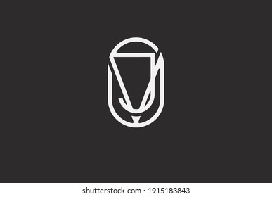 Abstract Initial J and V Logo,  Line Monogram oval style, usable for brand, card and company, logo design template element,vector illustration