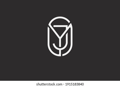 Abstract Initial J and Y Logo,  Line Monogram oval style, usable for brand, card and company, logo design template element,vector illustration
