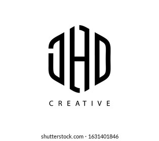 Abstract Initial J,H,C Letter Hexagon Logo Design.