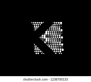 Abstract Initial K Letter Silhouette Square Dots Logotype