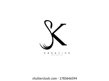 Abstrakter Anfang K Linked Black Swoosh Logotype