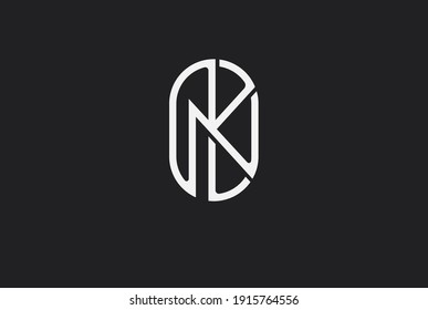Resumen Logotipo inicial K y N, estilo oval de monograma de línea, utilizable para marca, tarjeta y empresa, elemento de plantilla de diseño de logotipo,ilustración vectorial