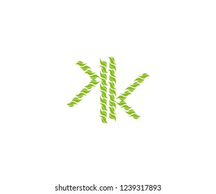 Abstract Initial KK Green Leaf Organic Unique Logotype