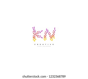 Abstract Initial KN Letter Trendy Gradation Techno Dots Circle Logotype