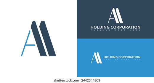 Logo de la letra inicial abstracta A o AA en color azul aislado en múltiples colores de fondo blanco y azul. El logotipo es adecuado para la empresa de consultoría y negocios icono de diseño de la plantilla de inspiración