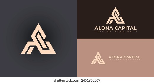 Abstract initial letter AC or CA logo in soft gold colors isolated on multiple background colors. The logo is suitable for business and consulting company logo icons to design inspiration templates.