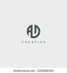 Abstract initial letter AD DA logo design template - vector.